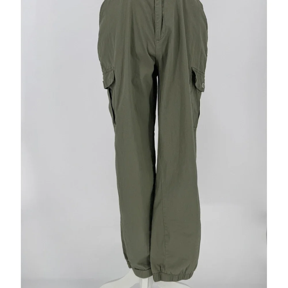 Cali1850 Cargo Jogger Pants Womens 9 Green Cotton Suspenders Gorpcore Utility